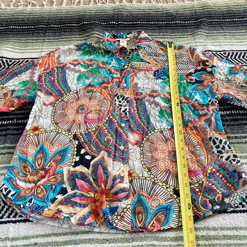 Desigual Abstract Button Down Abstract Floral Pri… - image 5